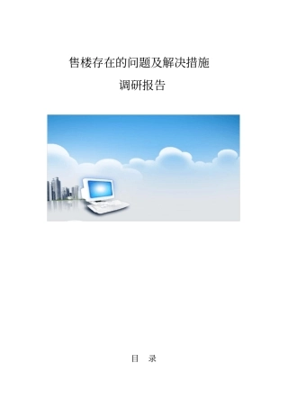 售楼存在的问题及解决措施调研报告