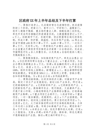 区政府XX年上半年总结及下半年打算