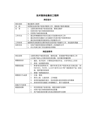 客服部-售后工程师说明书