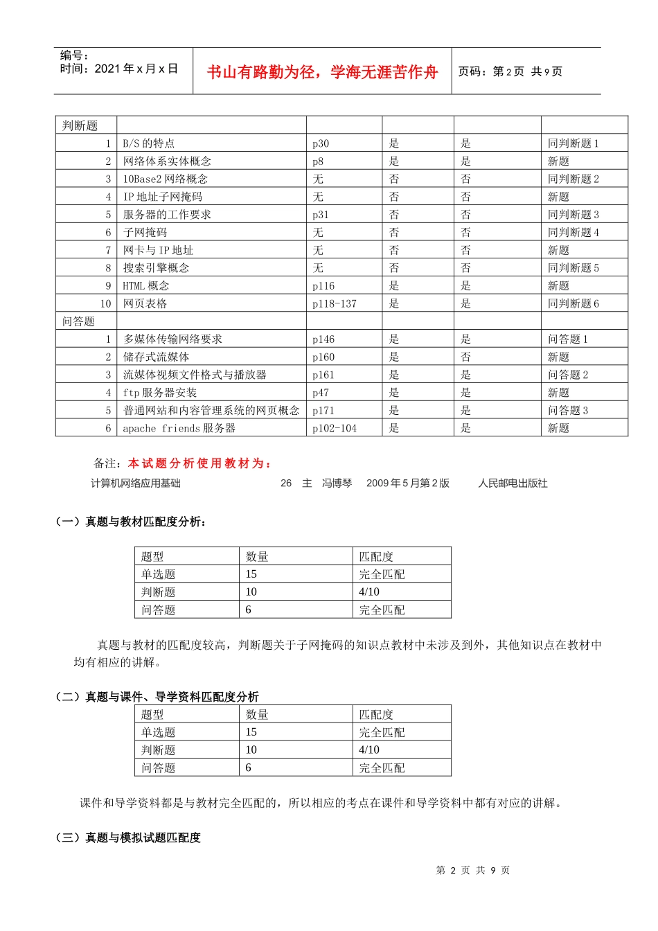 《计算机网络与多媒体技术》课程考试真题_第2页
