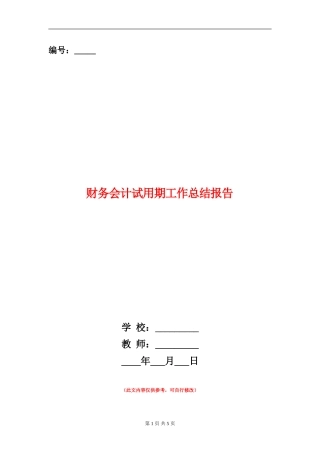 财务会计试用期工作总结报告
