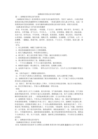 汤姆索亚历险记好词好句摘抄 