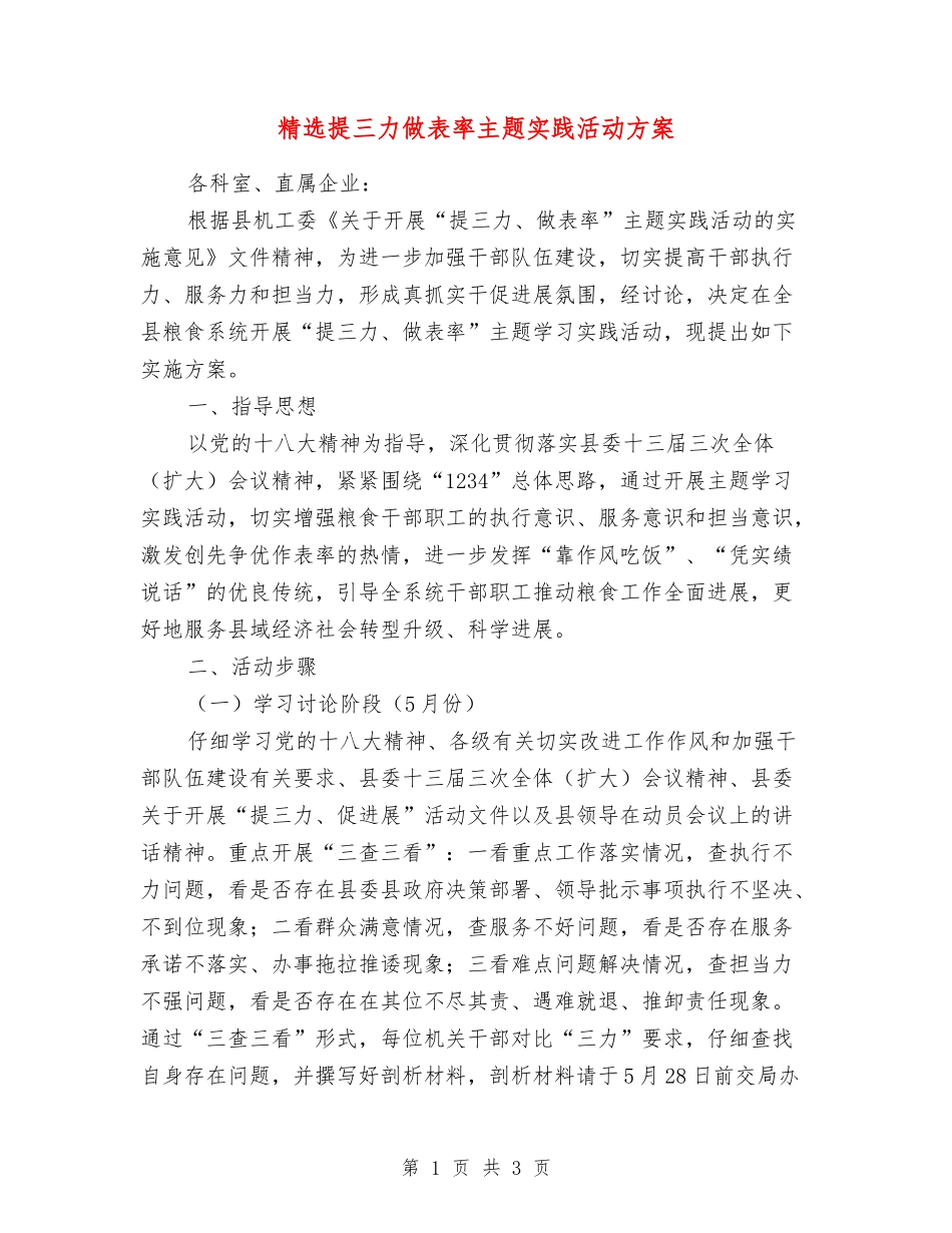 提三力做表率主题实践活动方案_第1页