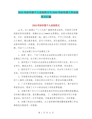 2024司法年度个人总结范文与2024司法年度工作总结范文汇编