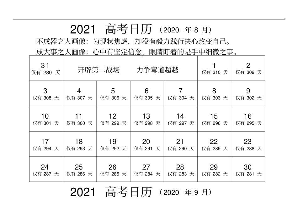 全部整合,全部2021高等考试倒计时日历(可编辑,可编辑)_第3页