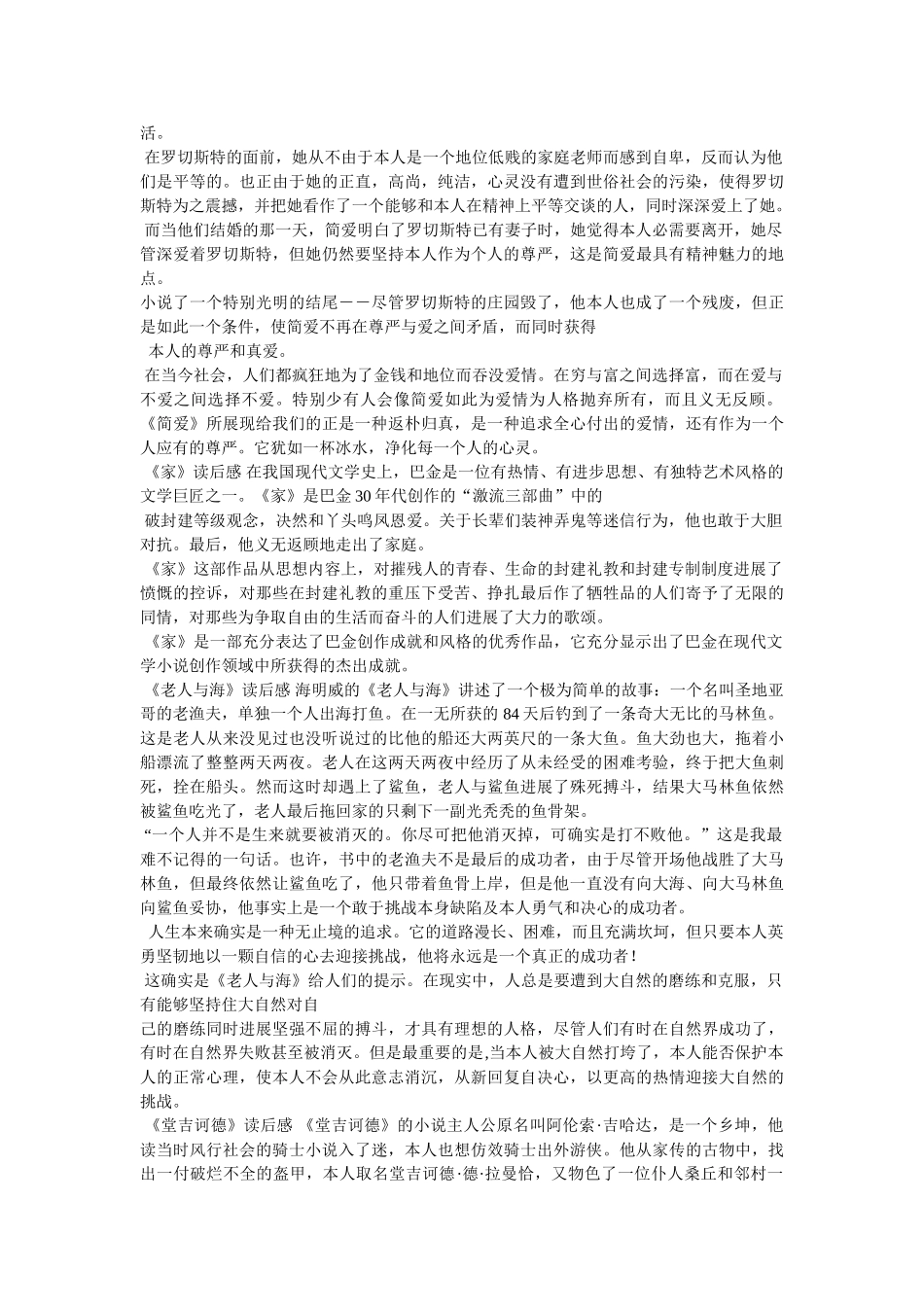 堂吉诃德读后感1000字 _第3页