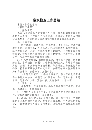 常规检查工作总结