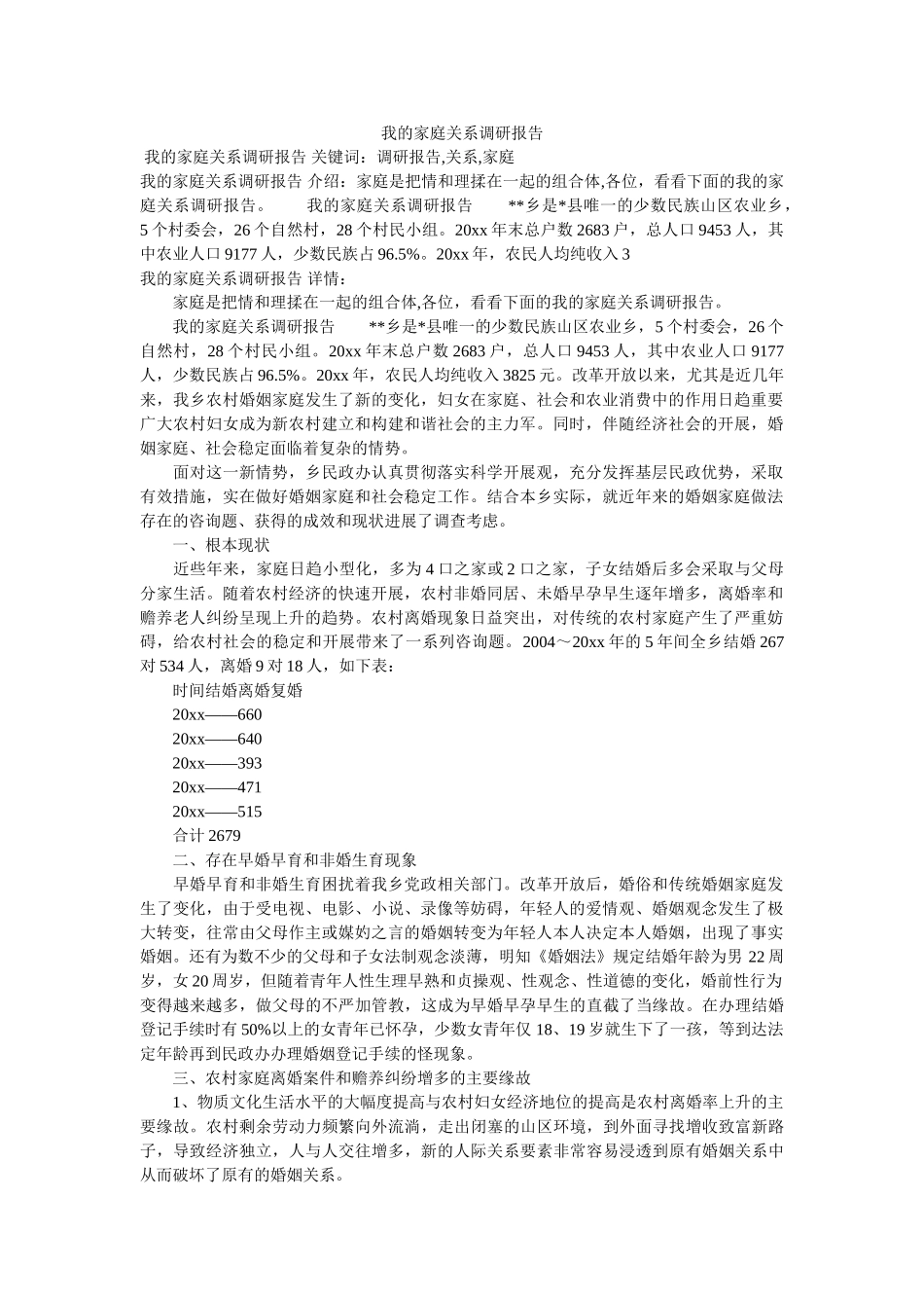我的家庭关系调研报告参考 _第1页