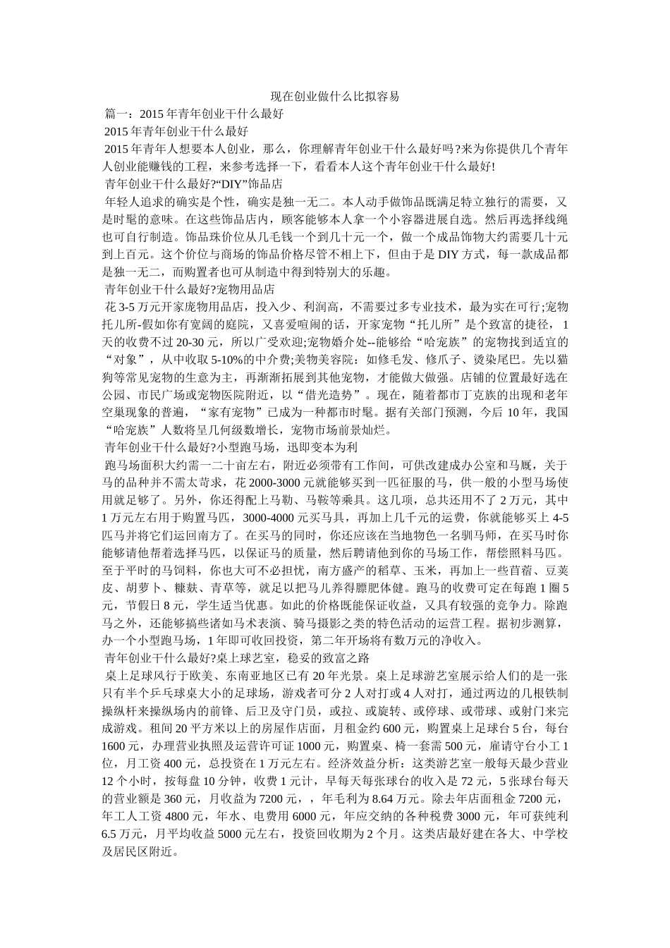 现在创业做什么比较容易 _第1页