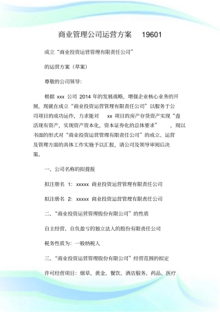 商业管理公司运营方案960.doc