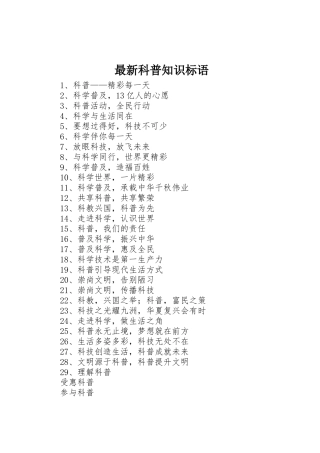 最新科普知识标语集锦