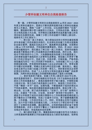 少管所创建文明单位自我检查报告