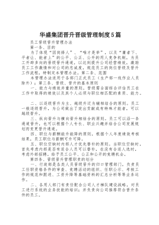 华盛集团晋升晋级管理规章制度细则5篇