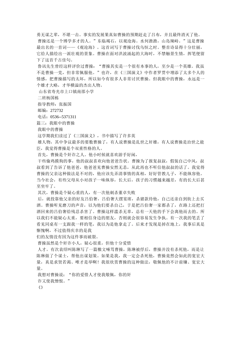 我眼中的曹操,我眼中的曹操作文800字 _第2页