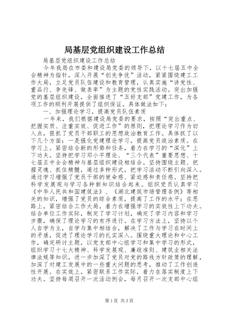 局基层党组织建设工作总结