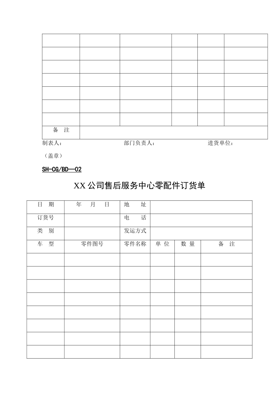 公司售后采购部表格_第2页