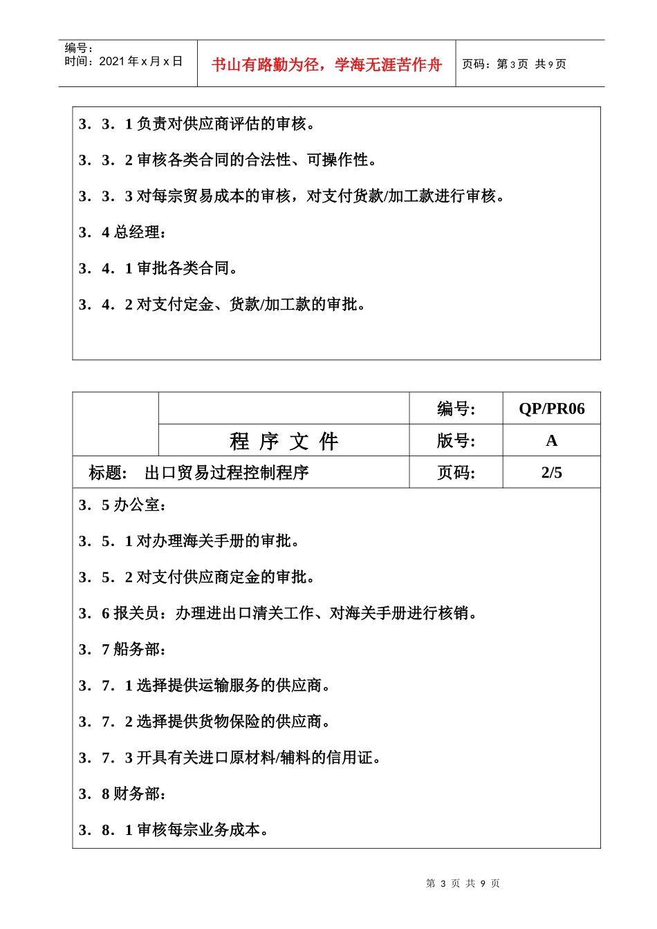 出口贸易过程控制程序_第3页