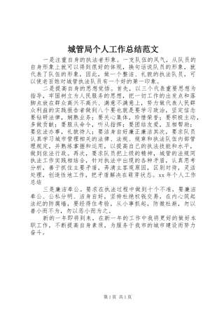 城管局个人工作总结范文