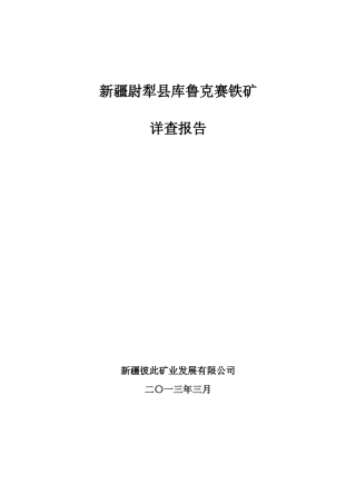 新疆尉犁县库鲁克赛铁矿详查报告