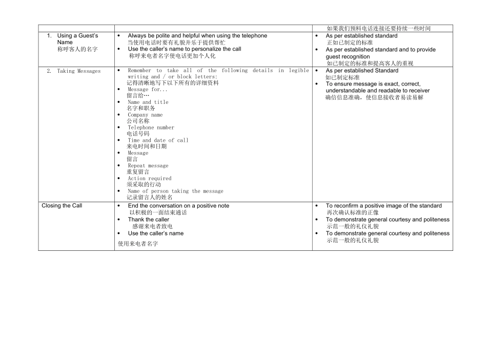 文华东方餐饮部操作程序标准（中英文）_第3页