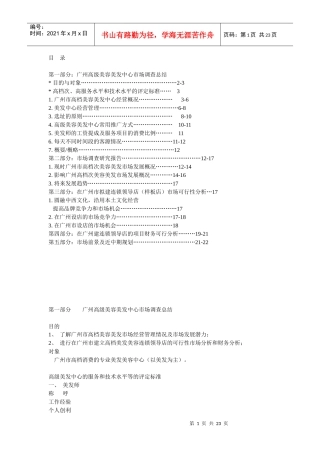 广州高级美容美发中心市场调查总结(中文DOC22