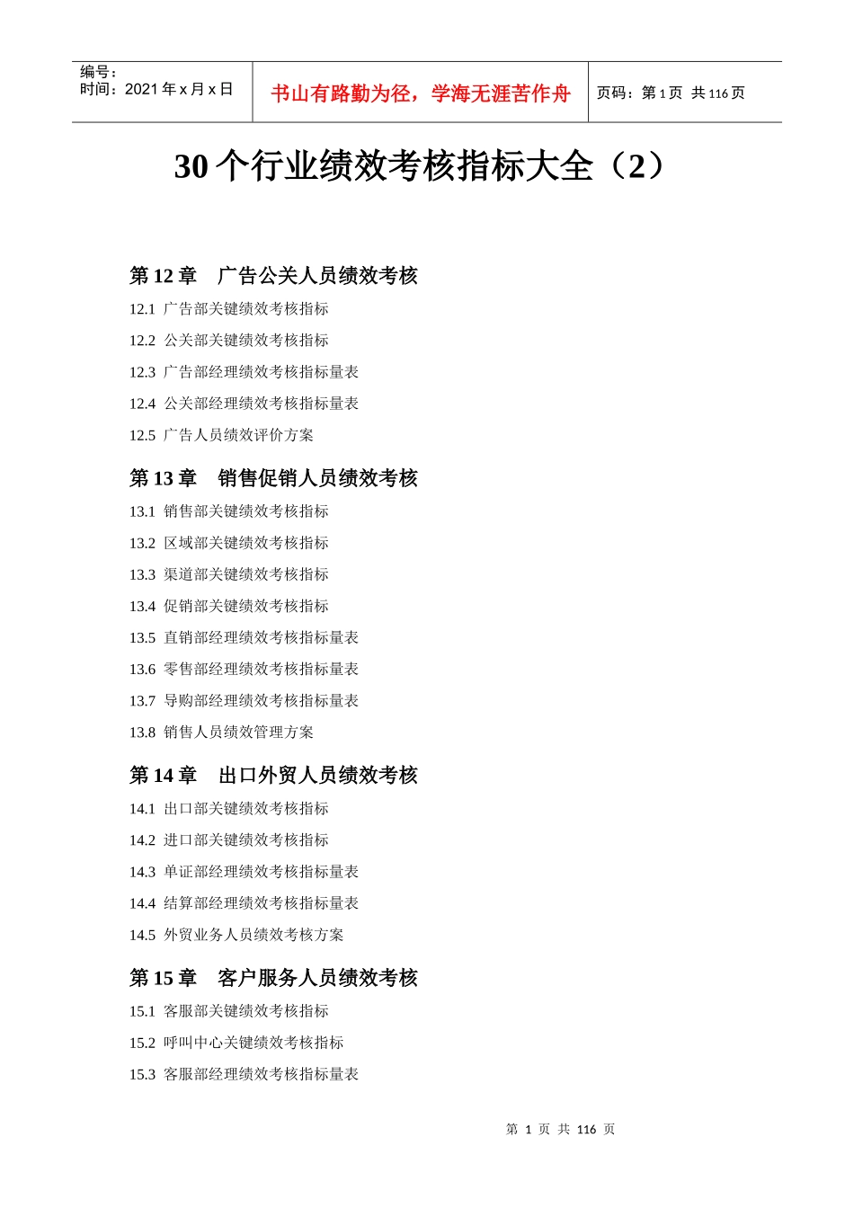 30个行业绩效考核指标库大全(283页)(2)4级_第1页