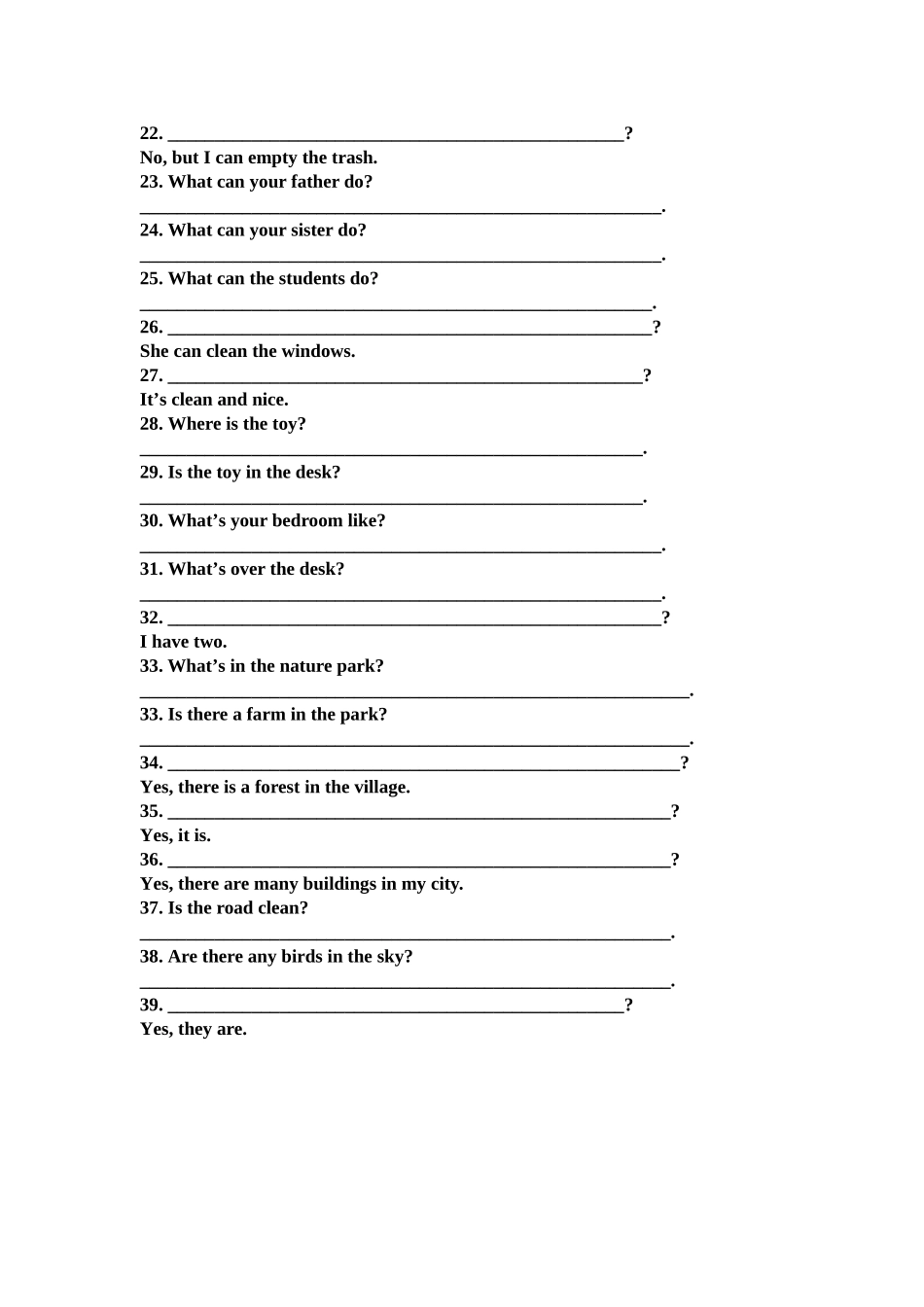 五年级英语根据图片完成句子练习题2 _第2页