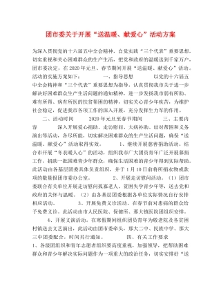 团市委关于开展“送温暖、献爱心”活动方案 