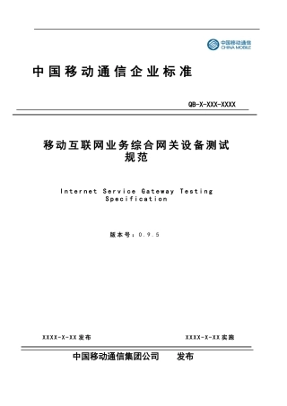 互联网业务综合网关设备测试规范