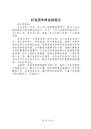 打包员年终总结范文