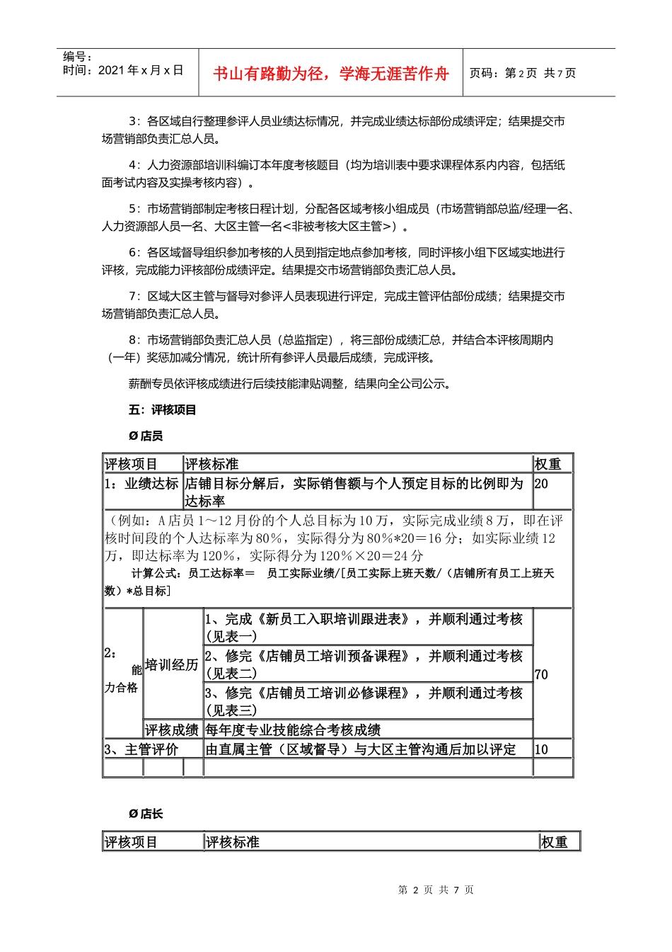 店铺薪酬绩效考核实施制度_第2页