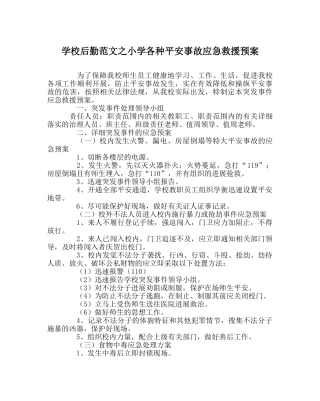 学校后勤范文小学各种安全事故应急救援预案 