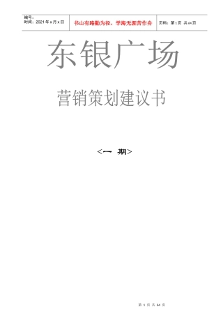 东银广场一期营销策划建议书