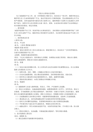 学校火灾事故应急预案 