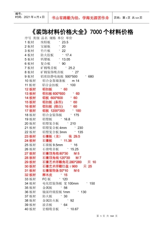《装饰材料价格大全》