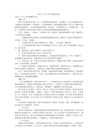 新员工个人工作计划报告范文参考 