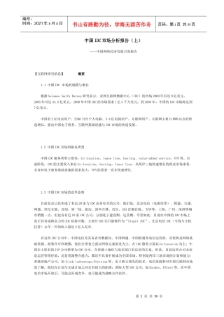 中国IDC市场分析报告)