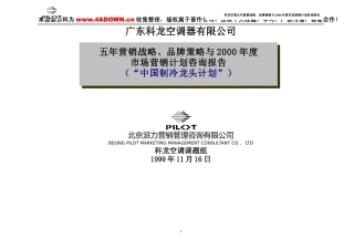 家电策划派力-广东科龙空调器有限公司五年营销战略、品牌策略与
