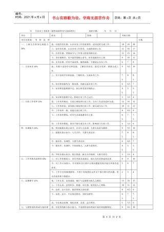 NO.24销售部助理和专案助理月考核表
