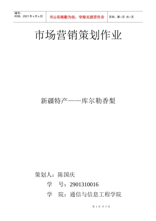 市场营销策划作业