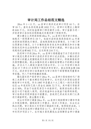 审计局工作总结范文精选