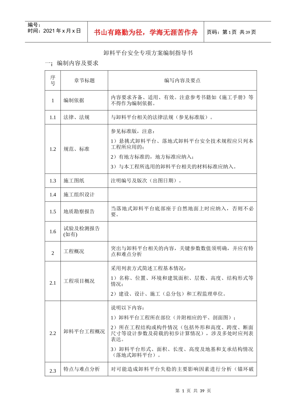 悬挑式卸料平台施工方案_第1页