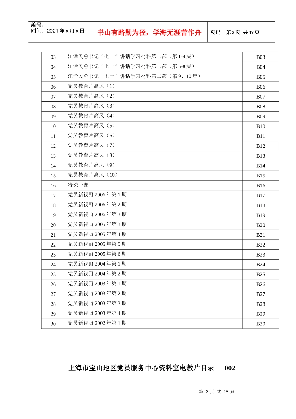上海市宝山地区党员服务中心资料室电教片目录001_第2页