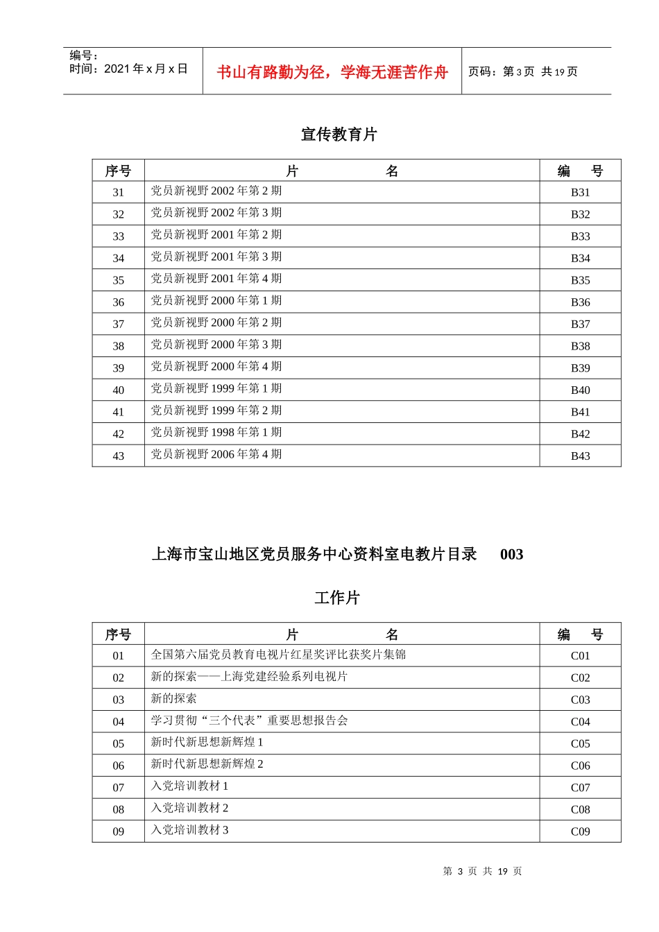 上海市宝山地区党员服务中心资料室电教片目录001_第3页