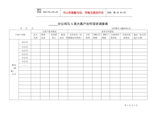 大客户合作现状调查表