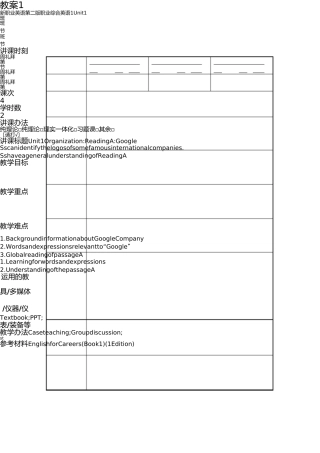 新职业英语-第二版-职业综合英语1-教案unit1(1) 