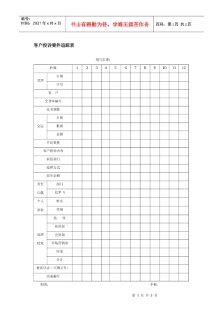 客户投诉案件追踪表