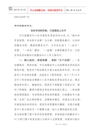 市行政服务中心经验交流材料