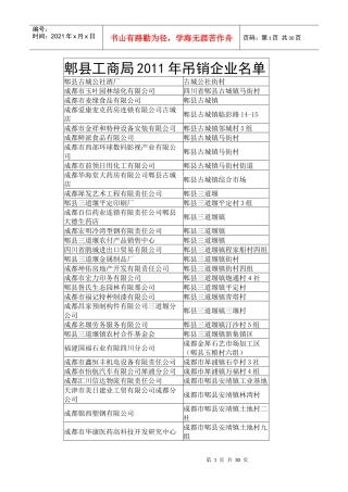 XXXX郫县吊销执照的企业