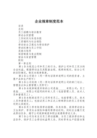 企业规章规章制度细则范本